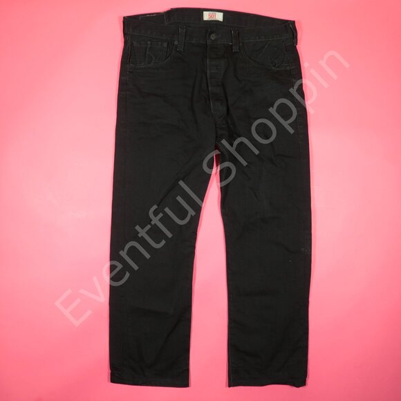 Vintage Levis 501 Jeans Mens 38 Black Original Fit Straight Denim Y2K - Picture 2 of 8
